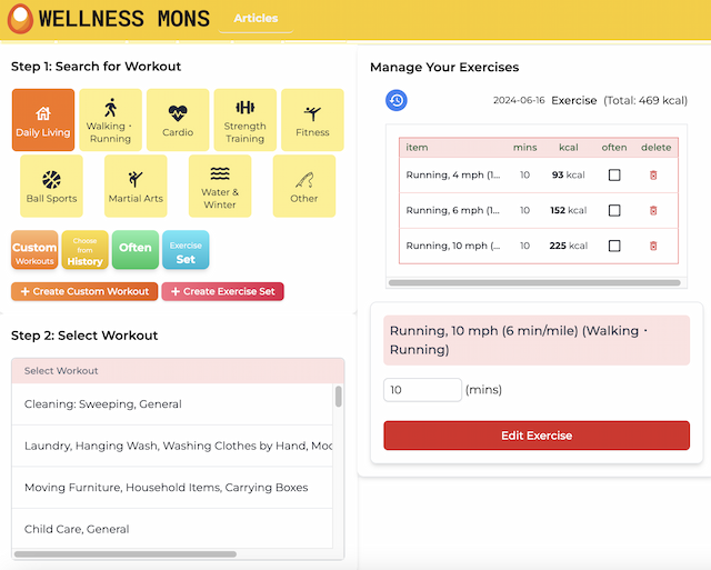 Wellness Mons exercise page