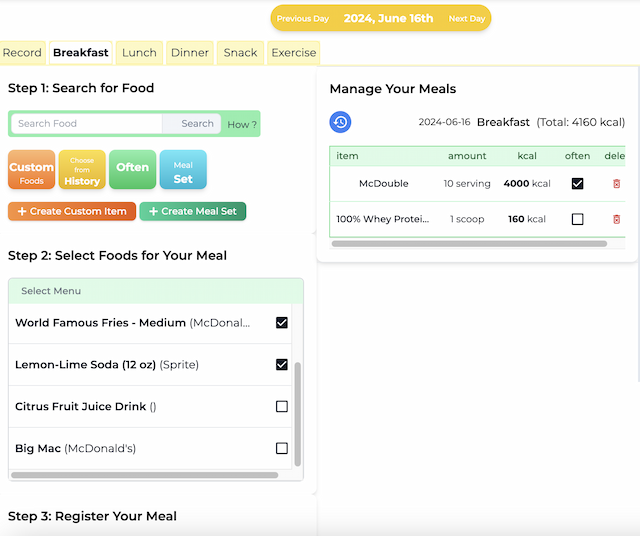 Wellness Mons meal page